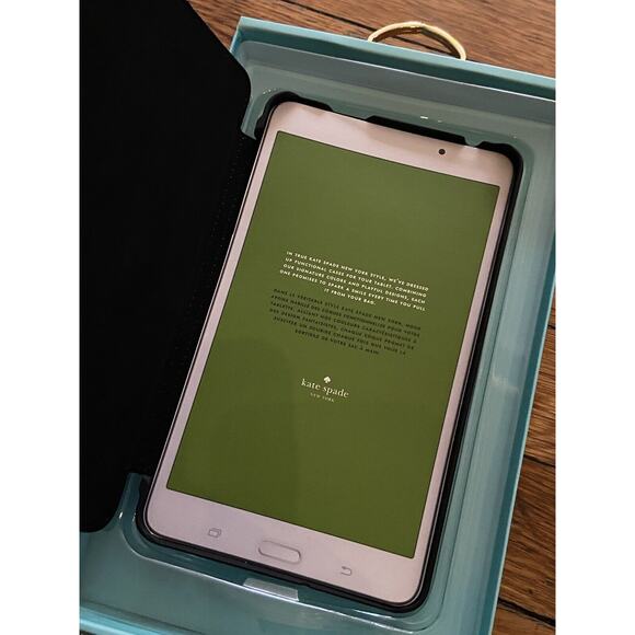 KATE SPADE Black Vegan Leather Folio Case For Galaxy Tab A NOOK (NIB) - Picture 3 of 5